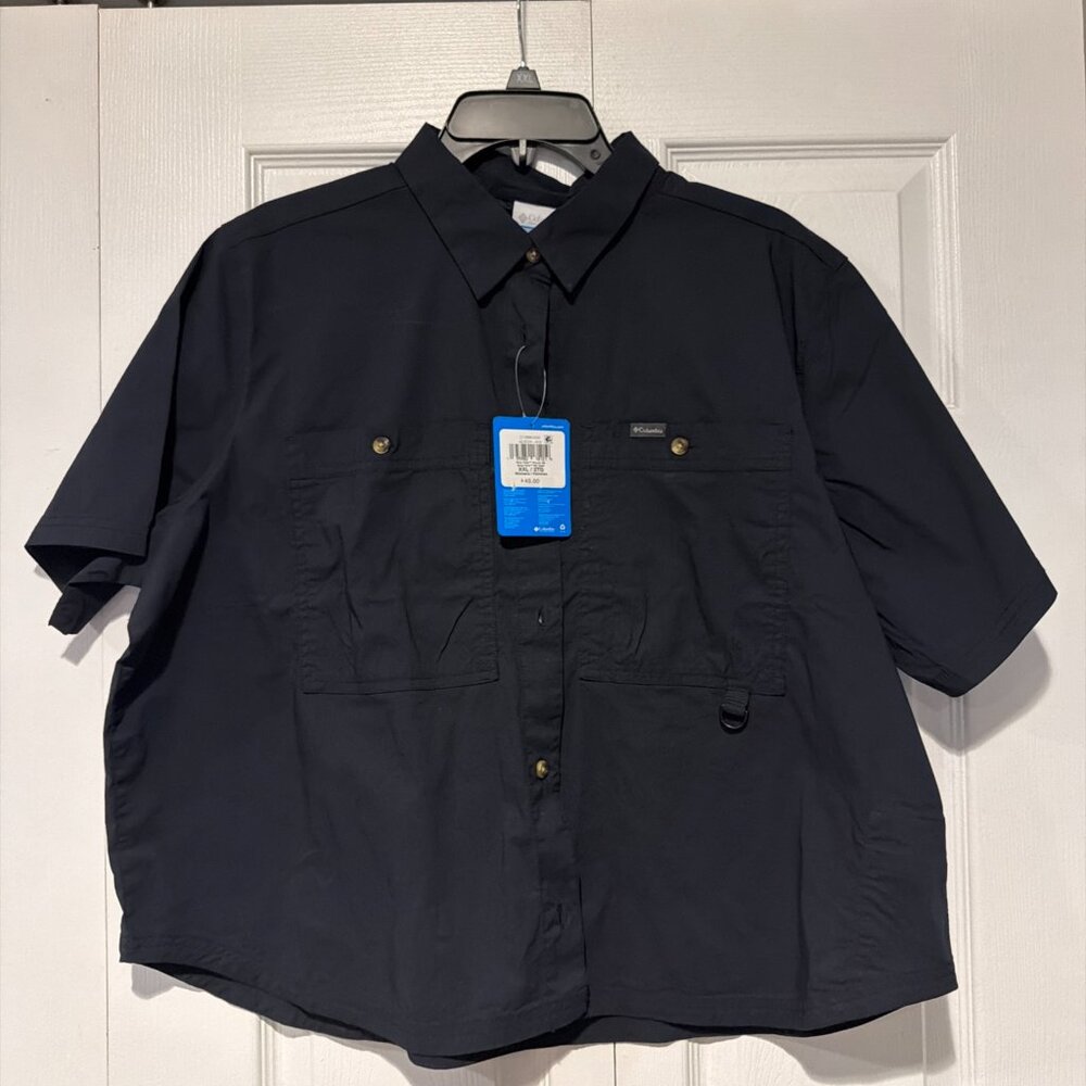Columbia Brea Falls Woven Shirt Womens 2XL Black Short Sleeve Button Up New